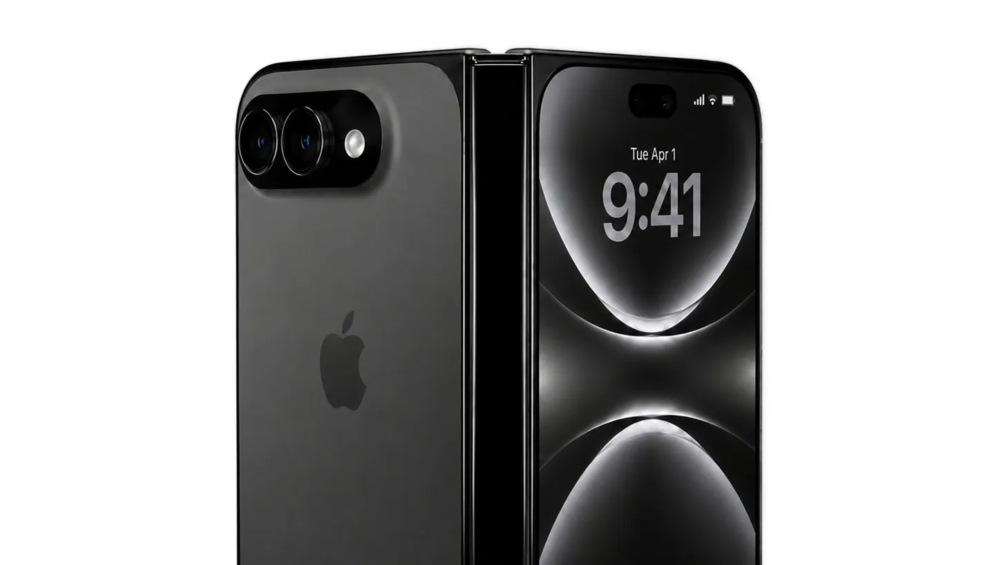 Rumoured Apple foldable iPhone shown open and closed