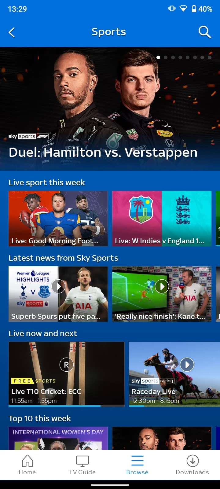 Sky Go sports view