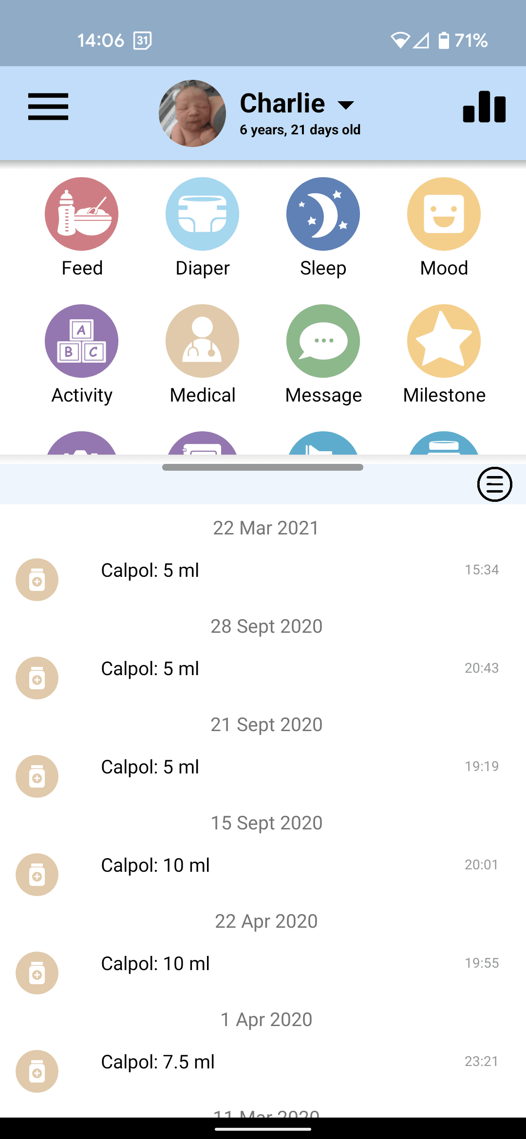 Baby Connect view