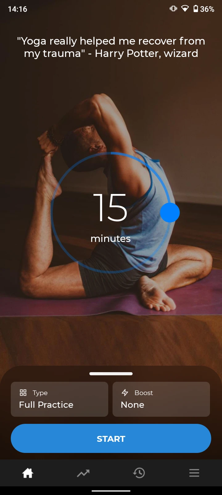 Yoga Down Dog app view