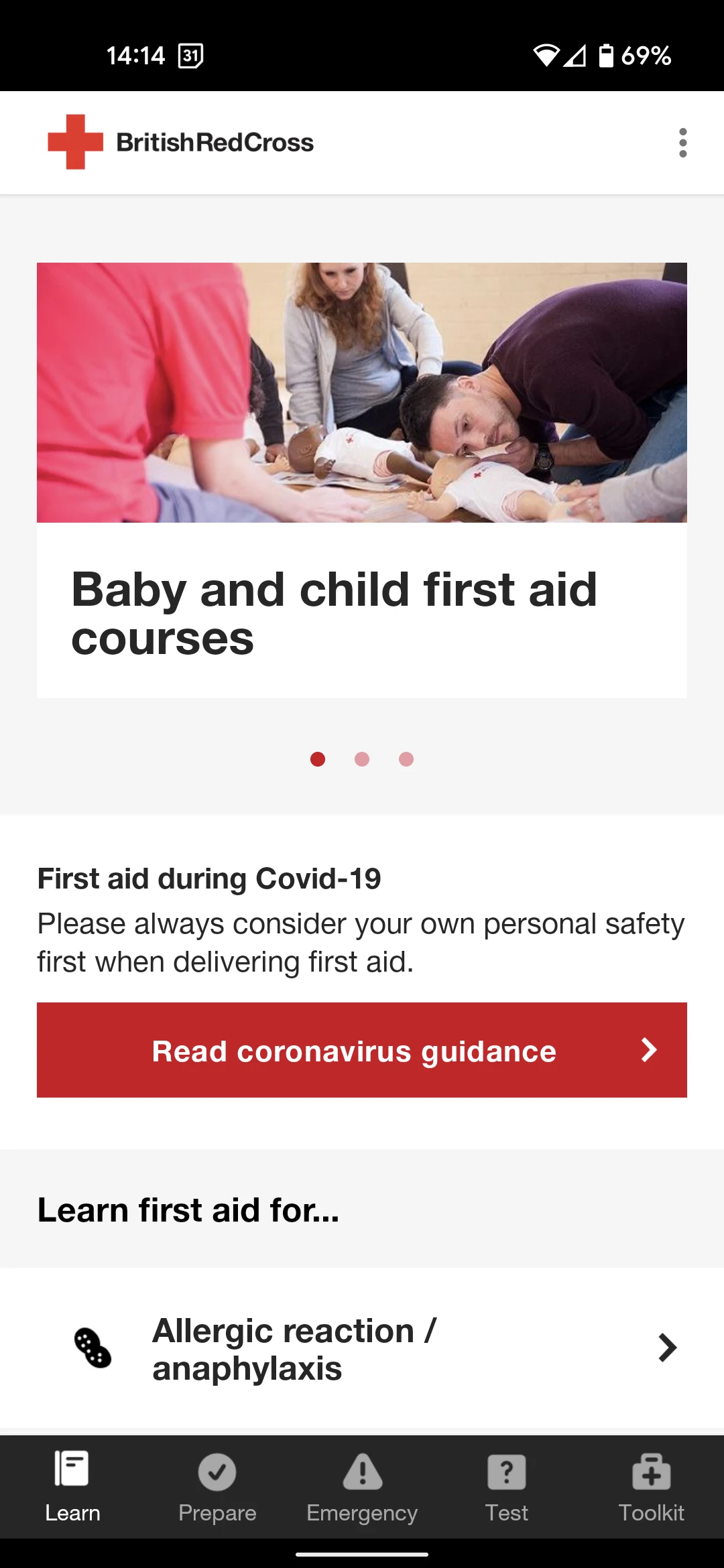 Baby and child first aid view