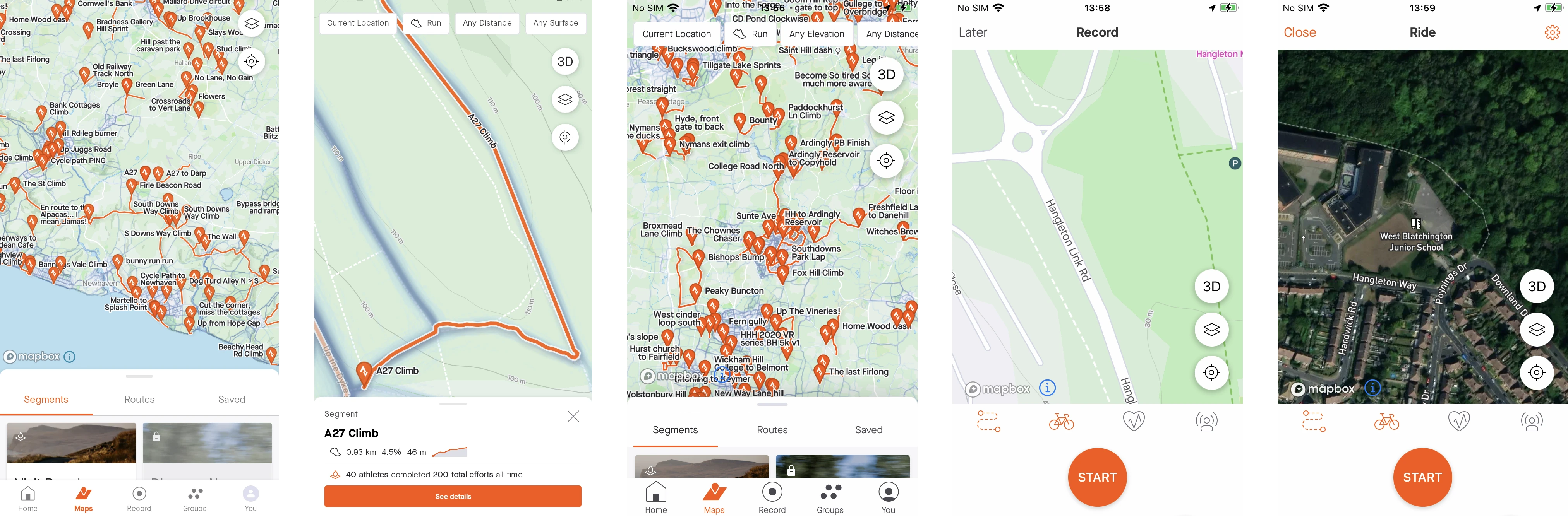 Strava app view
