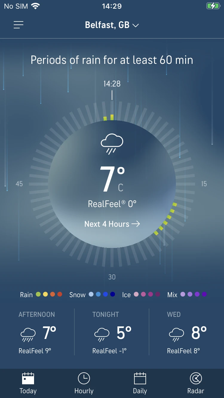AccuWeather radar view