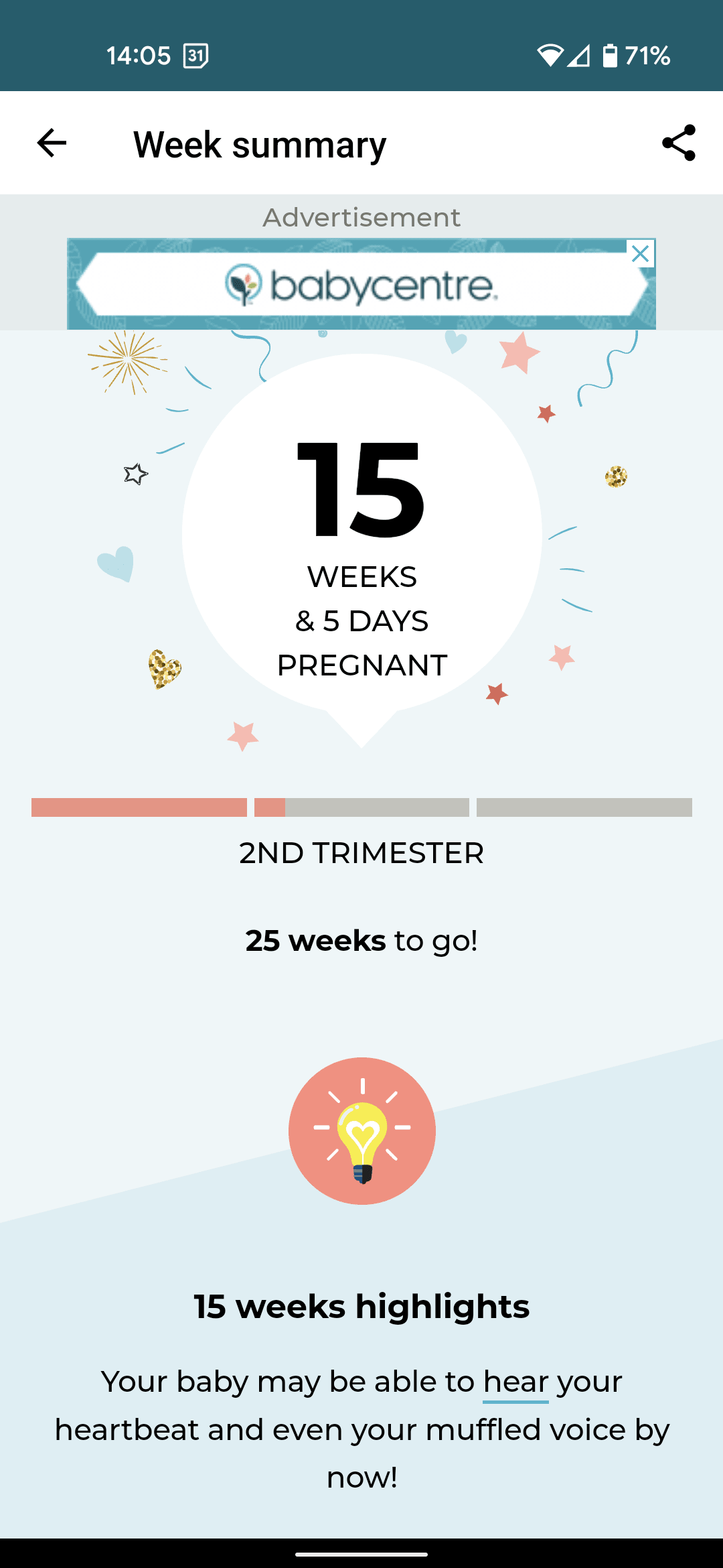 BabyCenter Pregnancy Tracker view