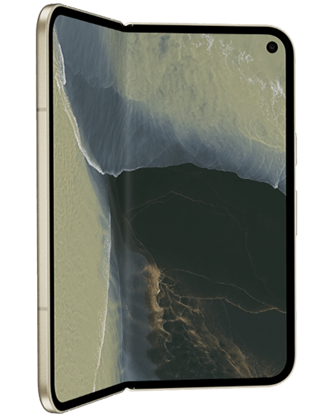 Google Pixel 11 Pro Fold in Olive, part way open